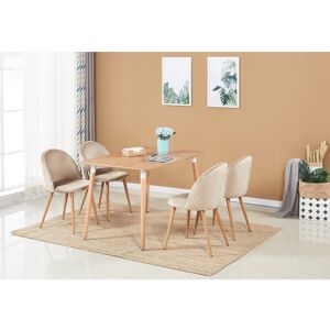 Norden Home Totnes 4 Person Dining set - a Rectangular Plastic Dining Table with Wooden Legs and a Set of 4 Quilted Velvet Dining Chairs for Dining Room - Modern Beige/Brown 4 Norden Home Totnes 4 Person Dining set - a Rectangular Plastic Dining Table with Wooden Legs and a Set of 4 Quilted Velvet Dining Chairs for Dining Room - Modern Beige/Brown 4