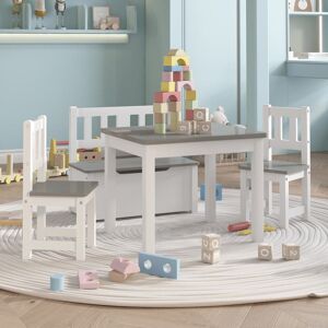Harriet Bee 4 Piece Children Table and Chair Set MDF Grey 48cm H X 60cm L X 50cm D Harriet Bee 4 Piece Children Table and Chair Set MDF Grey 48cm H X 60cm L X 50cm D