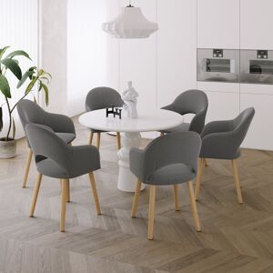 Ebern Designs 49.5cm H Modern Solid Wood Legs Upholstered Dining Chair with Arm Corduroy Grey 85cm H X 58cm W X 61cm D Ebern Designs 49.5cm H Modern Solid Wood Legs Upholstered Dining Chair with Arm Corduroy Grey 85cm H X 58cm W X 61cm D