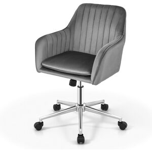 Fairmont Park Dutch Velvet Home Office Chair, Height-Adjustable Swivel Task Chairs With 5 Rolling Wheels, Ergonomic Backrest & Armrests, Modern Vanity Chair For Bed Grey 96cm H X 71cm W X 66cm D Fairmont Park Dutch Velvet Home Office Chair, Height-Adjustable Swivel Task Chairs With 5 Rolling Wheels, Ergonomic Backrest & Armrests, Modern Vanity Chair For Bed Grey 96cm H X 71cm W X 66cm D