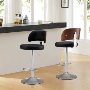 Ivy Bronx Swivel Bar Stools Seat Adjustable H 62-84cm Barstools with Upholstered Back(set of 2/4) Black 2 Ivy Bronx Swivel Bar Stools Seat Adjustable H 62-84cm Barstools with Upholstered Back(set of 2/4) Black 2