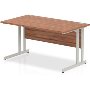 Inbox Zero Impulse Rectangular Computer Desk Silver/Walnut 73cm H x 140cm W x 80cm D Inbox Zero Impulse Rectangular Computer Desk Silver/Walnut 73cm H x 140cm W x 80cm D