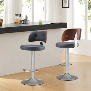 Ivy Bronx Swivel Bar Stools Seat Adjustable H 62-84cm Barstools with Upholstered Back(set of 2/4) Grey 2 Ivy Bronx Swivel Bar Stools Seat Adjustable H 62-84cm Barstools with Upholstered Back(set of 2/4) Grey 2