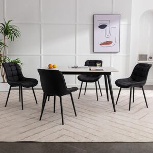 Corrigan Studio Leather dining room chairs (set of 4) with lattice pattern, armless kitchen chairs, upholstered chairs for dining rooms, kitchens, living rooms, white Black 83cm H X 50cm W X 45cm D Corrigan Studio Leather dining room chairs (set of 4) with lattice pattern, armless kitchen chairs, upholstered chairs for dining rooms, kitchens, living rooms, white Black 83cm H X 50cm W X 45cm D