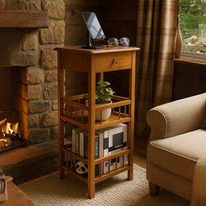 Borough Wharf Rosalez Wooden 2 Tier / 3 Tier Tall Side Table, End. Table, Living Room Home Furniture Brown 78"H x 30"W Borough Wharf Rosalez Wooden 2 Tier / 3 Tier Tall Side Table, End. Table, Living Room Home Furniture Brown 78"H x 30"W