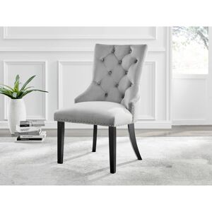 Canora Grey Eubanks Velvet Knockerback Dining Chairs with Metal Rivets and Chrome Legs Grey/Black 96.5cm H X 62cm W Canora Grey Eubanks Velvet Knockerback Dining Chairs with Metal Rivets and Chrome Legs Grey/Black 96.5cm H X 62cm W