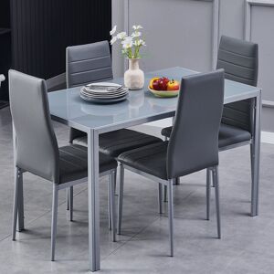 17 Stories Glass Dining Table With Tempered Glass Top And Metal Frame, Rectangle Kitchen Table For Restaurant 120 X 70 X 75 Cm Grey 17 Stories Glass Dining Table With Tempered Glass Top And Metal Frame, Rectangle Kitchen Table For Restaurant 120 X 70 X 75 Cm Grey