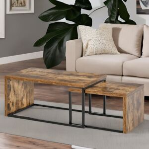 Borough Wharf 2-Piece Nest Of Coffee Tables Industrial Rustic Brown Living Room Furniture Black;Brown 42cm H X 90cm W X 48cm D Borough Wharf 2-Piece Nest Of Coffee Tables Industrial Rustic Brown Living Room Furniture Black;Brown 42cm H X 90cm W X 48cm D
