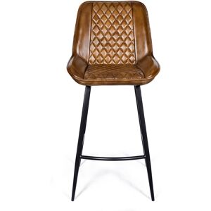 Borough Wharf Genuine Leather Bar Stool Brown 106cm H X 8.8cm W X 59cm D Borough Wharf Genuine Leather Bar Stool Brown 106cm H X 8.8cm W X 59cm D