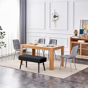 Fairmont Park Dining Table and 4 Velvet Chairs With 1 Bench Dining Set Furniture Grey/Oak 75cm H x 117cm L x 77cm W Fairmont Park Dining Table and 4 Velvet Chairs With 1 Bench Dining Set Furniture Grey/Oak 75cm H x 117cm L x 77cm W