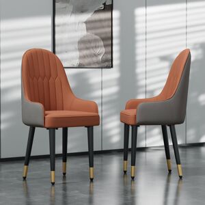 Ivy Bronx Set Of 2 Leather Dining Chairs Upholstered High Back Soft Padded Seat Side Chairs For Kitchen Dining Living Room Orange/Grey 90cm H X 52cm W X 58cm D Ivy Bronx Set Of 2 Leather Dining Chairs Upholstered High Back Soft Padded Seat Side Chairs For Kitchen Dining Living Room Orange/Grey 90cm H X 52cm W X 58cm D