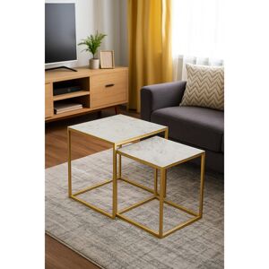 Fairmont Park Marche Marble Nest Of 2 Tables In White With Gold Metal Bases Gold Fairmont Park Marche Marble Nest Of 2 Tables In White With Gold Metal Bases Gold