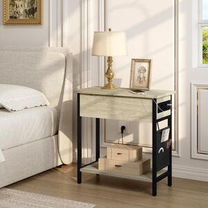 Borough Wharf Khenifra End Table with Built-In Outlets Oak Wood 59.7cm H X 56cm W X 30cm D Borough Wharf Khenifra End Table with Built-In Outlets Oak Wood 59.7cm H X 56cm W X 30cm D
