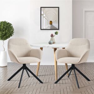 George Oliver 48.5cm H Swivel Upholstered Dining Chair with Ergonomic Back Beige Linen 83cm H X 62cm W X 52.5cm D George Oliver 48.5cm H Swivel Upholstered Dining Chair with Ergonomic Back Beige Linen 83cm H X 62cm W X 52.5cm D