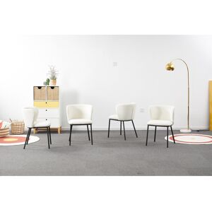 Ebern Designs 2 Dubhgal Velvet Upholstered Dining Chair with Black Metal Legs White-Boucle 75cm H X 55cm W X 52cm D Ebern Designs 2 Dubhgal Velvet Upholstered Dining Chair with Black Metal Legs White-Boucle 75cm H X 55cm W X 52cm D