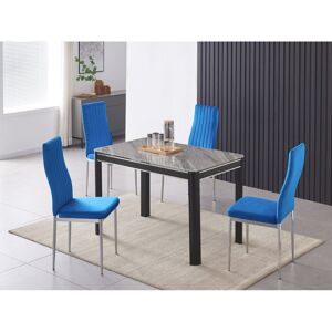 Fairmont Park Hannahs Grey Marble Effect Dining Table With 4 Monza Velvet Chairs Blue 4 Fairmont Park Hannahs Grey Marble Effect Dining Table With 4 Monza Velvet Chairs Blue 4