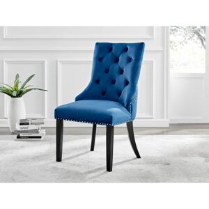 Canora Grey Eubanks Velvet Knockerback Dining Chairs with Metal Rivets and Chrome Legs Blue/Black 96.5cm H X 62cm W Canora Grey Eubanks Velvet Knockerback Dining Chairs with Metal Rivets and Chrome Legs Blue/Black 96.5cm H X 62cm W
