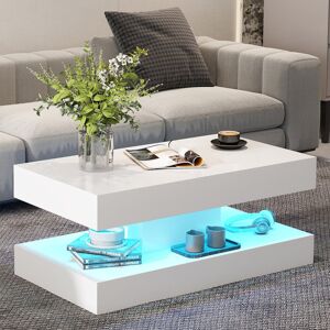 Metro 95cm*50cm White High Gloss Coffee Table, Rectangular Wood Coffee Table With 24 Colors Led Light For Living Room White 40cm H X 95cm W X 50cm D Metro 95cm*50cm White High Gloss Coffee Table, Rectangular Wood Coffee Table With 24 Colors Led Light For Living Room White 40cm H X 95cm W X 50cm D