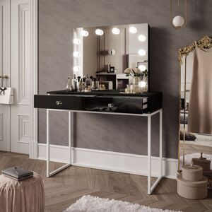 Brayden Studio Anashima Dressing Table White/Black high gloss/White crystal 81cm H X 100cm W X 42cm D Brayden Studio Anashima Dressing Table White/Black high gloss/White crystal 81cm H X 100cm W X 42cm D