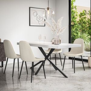 George Oliver Mauch Dining Table And Chairs - Table Top w Legs + Mauch Boucle Dining Chair Set Of 6 White/Black/Ivory 6 George Oliver Mauch Dining Table And Chairs - Table Top w Legs + Mauch Boucle Dining Chair Set Of 6 White/Black/Ivory 6