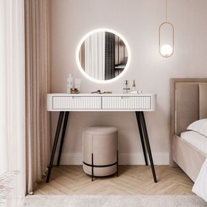 Canora Grey Novi Dressing Table with Mirror White/Black 80cm H X 103cm W X 49cm D Canora Grey Novi Dressing Table with Mirror White/Black 80cm H X 103cm W X 49cm D