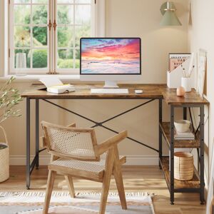 Borough Wharf L-Shaped Desk (120 or 140cm x 90cm) Corner Desk with Adjustable Shelves by Aliff Rustic Brown 74cm H x 140cm W x 90cm D Borough Wharf L-Shaped Desk (120 or 140cm x 90cm) Corner Desk with Adjustable Shelves by Aliff Rustic Brown 74cm H x 140cm W x 90cm D