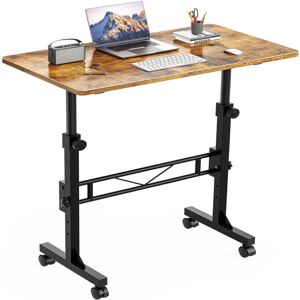 17 Stories Height Adjustable Standing Desk, Portable Home Office Computer Desks With Wheels Brown 80cm W X 40cm D 17 Stories Height Adjustable Standing Desk, Portable Home Office Computer Desks With Wheels Brown 80cm W X 40cm D