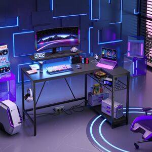 Borough Wharf Thielsen 48" L Shaped Computer Desk with Power Outlet, LED Gaming or Work Desk with Monitor Stand Black 122cm W X 80cm D Borough Wharf Thielsen 48" L Shaped Computer Desk with Power Outlet, LED Gaming or Work Desk with Monitor Stand Black 122cm W X 80cm D