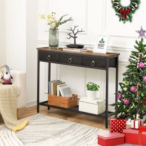 Borough Wharf Abdera 100cm Console Table with 3 Drawers Brown 80cm H X 100cm W X 25cm D Borough Wharf Abdera 100cm Console Table with 3 Drawers Brown 80cm H X 100cm W X 25cm D