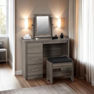 Latitude Run Kelton Dressing Table Set with Mirror Grey 73.5cm H X 90cm W X 40cm D Latitude Run Kelton Dressing Table Set with Mirror Grey 73.5cm H X 90cm W X 40cm D