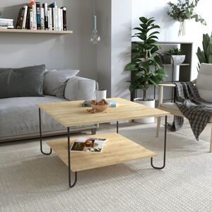 Latitude Run Cristiana Square Coffee Table with Storage Sleek Design & Durable Metal Legs Oak 45cm H X 80cm W X 80cm D Latitude Run Cristiana Square Coffee Table with Storage Sleek Design & Durable Metal Legs Oak 45cm H X 80cm W X 80cm D