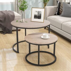 Rio Nesting Coffee Table Round Set Of 2 End Tables For Living Room,Industrial Stacking Side Tables,Wood Look Accent Furniture With Metal Frame End Table F Oak/Black 48.48" H x 69.49" W x 69.49" D Rio Nesting Coffee Table Round Set Of 2 End Tables For Living Room,Industrial Stacking Side Tables,Wood Look Accent Furniture With Metal Frame End Table F Oak/Black 48.48" H x 69.49" W x 69.49" D