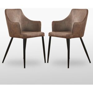 Rio Lehmann Faux Leather Dining Chairs - Ergonomic back with Strong Metal Legs - Modern Armchair for Dining Room Living Room Restaurants Brown 87cm H X 58cm W X 59.5cm D Rio Lehmann Faux Leather Dining Chairs - Ergonomic back with Strong Metal Legs - Modern Armchair for Dining Room Living Room Restaurants Brown 87cm H X 58cm W X 59.5cm D