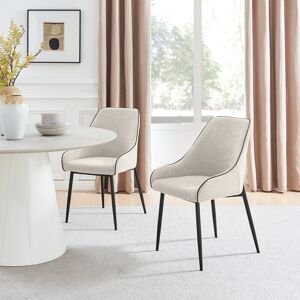 George Oliver Ophelia Luxury Fabric Upholstered Dining Chair with Metal Legs Cream 85cm H X 50.5cm W X 58.5cm D George Oliver Ophelia Luxury Fabric Upholstered Dining Chair with Metal Legs Cream 85cm H X 50.5cm W X 58.5cm D