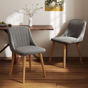 Isabelline Samara Modern Fabric Upholstered Dining Chair With Wooden Legs Velvet Light Grey 81cm H X 49.5cm W X 62cm D Isabelline Samara Modern Fabric Upholstered Dining Chair With Wooden Legs Velvet Light Grey 81cm H X 49.5cm W X 62cm D