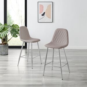 Canora Grey Corova Faux Leather Modern Kitchen Bar Stools - Upholstered Design Silver/Cappuccino 95cm H X 41.5cm W X 48cm D Canora Grey Corova Faux Leather Modern Kitchen Bar Stools - Upholstered Design Silver/Cappuccino 95cm H X 41.5cm W X 48cm D