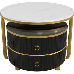 Canora Grey Asbey Coffee Table with Storage Black/White Marble/Black Canora Grey Asbey Coffee Table with Storage Black/White Marble/Black