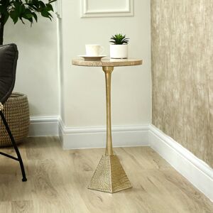 Metro Marble Top Round End Table for Living Room Furniture, 55cm Tall Metal Sofa Side Table, Bedside Table Gold/Cream 55cm H X 30cm W X 30cm D Metro Marble Top Round End Table for Living Room Furniture, 55cm Tall Metal Sofa Side Table, Bedside Table Gold/Cream 55cm H X 30cm W X 30cm D
