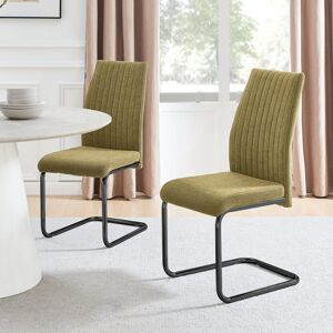 Metro Loren Luxury Fabric Dining Chairs with Legs Upholstered Modern Design - Side Chair Black/Sage Green 97.5cm H X 44cm W X 56cm D Metro Loren Luxury Fabric Dining Chairs with Legs Upholstered Modern Design - Side Chair Black/Sage Green 97.5cm H X 44cm W X 56cm D