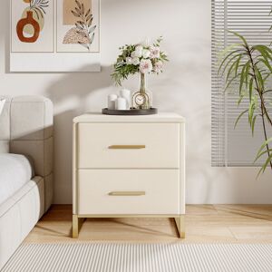 Canora Grey Set Of 2 Beige Velvet Nightstands With 2 Drawers Beige 41cm H X 50cm W X 41cm D Canora Grey Set Of 2 Beige Velvet Nightstands With 2 Drawers Beige 41cm H X 50cm W X 41cm D