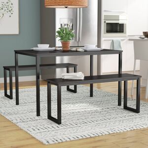 Latitude Run Winterton 3-Piece Dining Table and Bench Set – Space-Saving Kitchen Table with Sturdy Steel Frame & MDF Wood Surface – Seats 2-4 – Small Dining Set - Espresso/Black 4 Latitude Run Winterton 3-Piece Dining Table and Bench Set – Space-Saving Kitchen Table with Sturdy Steel Frame & MDF Wood Surface – Seats 2-4 – Small Dining Set - Espresso/Black 4