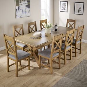 August Grove Ciro 1.8m-2.3m Extending Dining Table & Oak Set 6 Cross Back Chairs Gray 8 August Grove Ciro 1.8m-2.3m Extending Dining Table & Oak Set 6 Cross Back Chairs Gray 8
