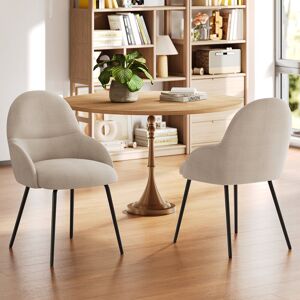 George Oliver Antin Modern Upholstered Dining Chair with Armrest Beige Linen 87cm H X 55cm W X 60cm D George Oliver Antin Modern Upholstered Dining Chair with Armrest Beige Linen 87cm H X 55cm W X 60cm D