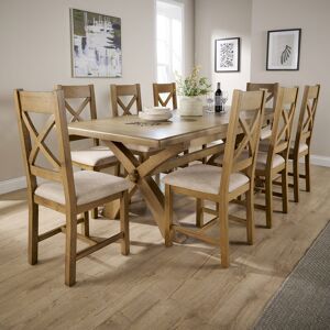 August Grove Ciro 1.8m-2.3m Extending Dining Table & Oak Set 6 Cross Back Chairs Beige 8 August Grove Ciro 1.8m-2.3m Extending Dining Table & Oak Set 6 Cross Back Chairs Beige 8