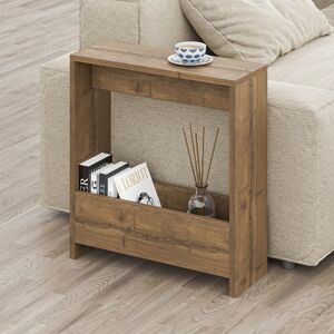 Metro Side Table With Magazine Rack For Living Room And Office - Side/End Table Brown 60cm H X 55cm W X 20cm D Metro Side Table With Magazine Rack For Living Room And Office - Side/End Table Brown 60cm H X 55cm W X 20cm D