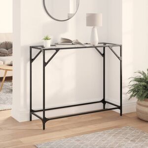 17 Stories Console Table With Transparent Glass Top 80X35x81 Cm Steel Transparent 81cm H x 98cm W x 35cm D 17 Stories Console Table With Transparent Glass Top 80X35x81 Cm Steel Transparent 81cm H x 98cm W x 35cm D