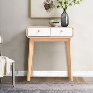 Wade Logan Allensby 65Cm Console Table Oak/White 75cm H X 65cm W X 30cm D Wade Logan Allensby 65Cm Console Table Oak/White 75cm H X 65cm W X 30cm D