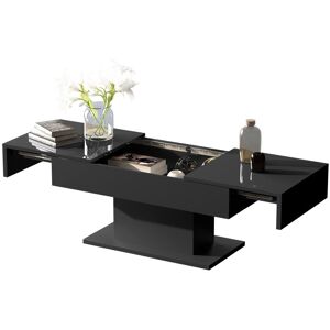 Metro Budwin Modern LED Center Coffee Table Sliding Top with Storage for Living Room High Glossy Black 49cm H X 108cm W X 53cm D Metro Budwin Modern LED Center Coffee Table Sliding Top with Storage for Living Room High Glossy Black 49cm H X 108cm W X 53cm D