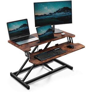 VonHaus 80Cm W Height Adjustable Rectangle Standing Desk Converter Brown/Black 80cm W X 40cm D VonHaus 80Cm W Height Adjustable Rectangle Standing Desk Converter Brown/Black 80cm W X 40cm D