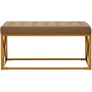 Ivy Bronx Anmol Upholstered Bench Gold/Brown 46cm H X 97cm W X 44cm D Ivy Bronx Anmol Upholstered Bench Gold/Brown 46cm H X 97cm W X 44cm D